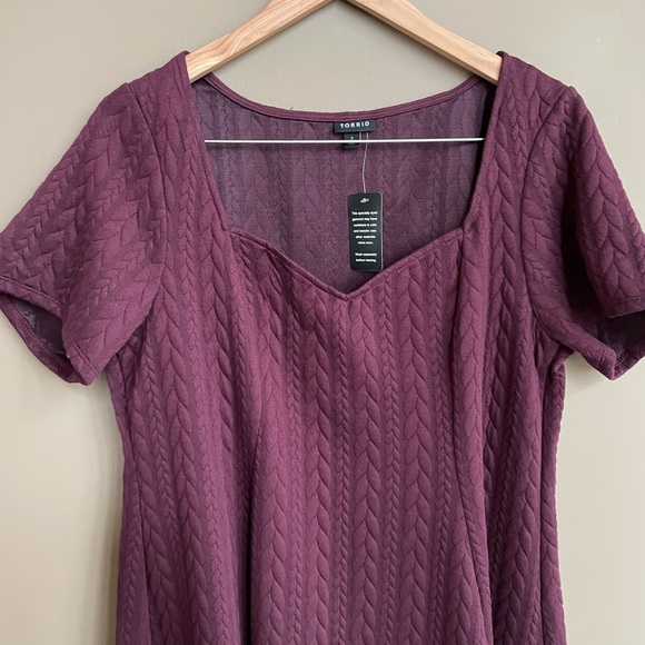 NWT Torrid Cable Knit Fluted Dress Purple size 2X - Picture 3 of 7